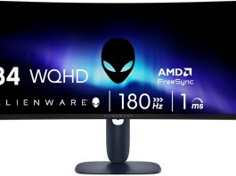 Alienware AW3425DWM monitor gaming curbat 34 inch WQHD 180Hz
