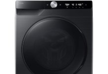 Recenzie Samsung WD90DG6B85BBU4: mașină de spălat rufe cu uscător, 9 kg spălare, 6 kg uscare și AI Wash Mașină de spălat rufe cu uscător Samsung WD90DG6B85BBU4, 9 kg spălare și 6 kg uscare